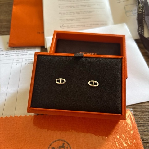 Hermes 愛馬仕 925純銀 Faramdole 豬鼻子 針式耳環