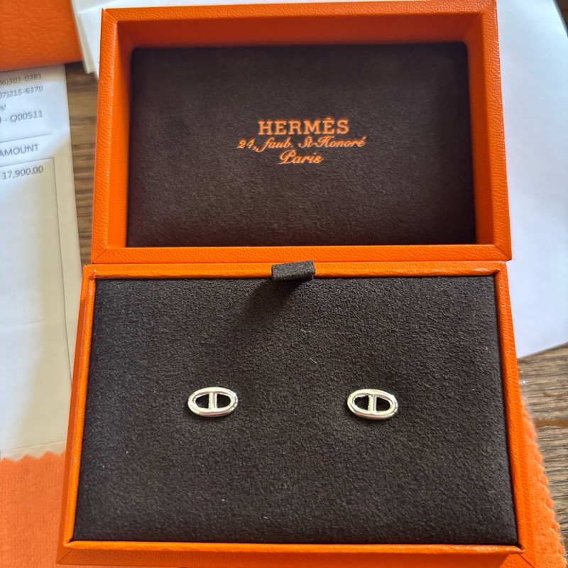 Hermes 愛馬仕 925純銀 Faramdole 豬鼻子 針式耳環-1