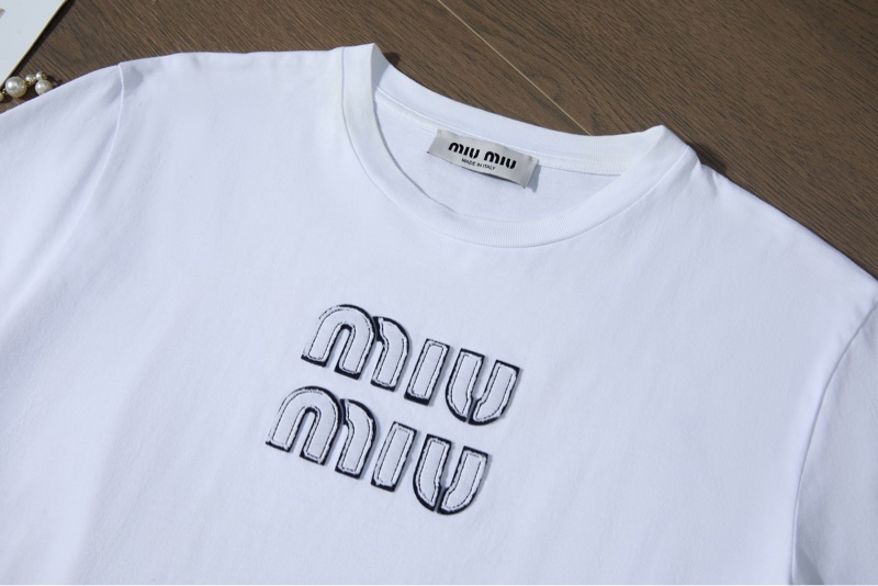 MiuMiu白色疊印Logo T恤-2