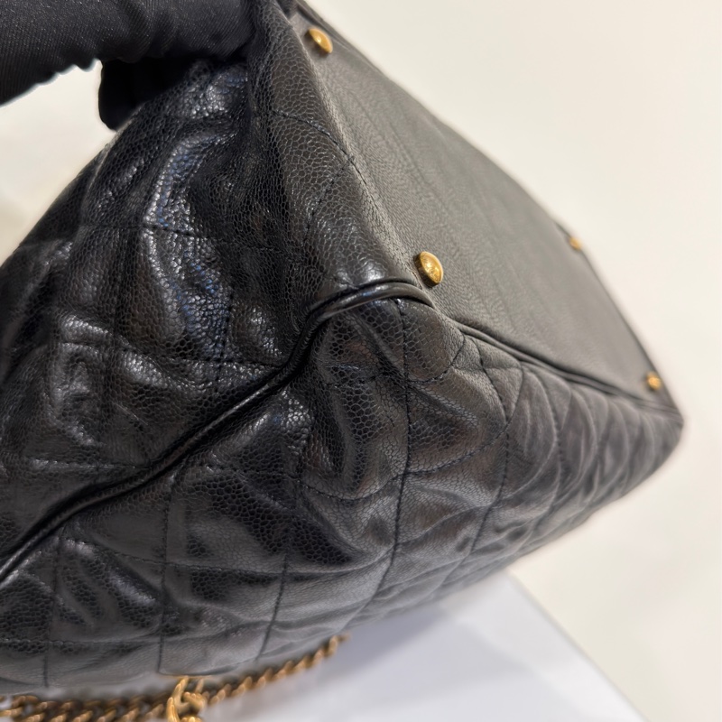 🉑肩背 #99新閒置 #油蠟牛皮 香奈兒黑金孟買系列托特包 絕版收藏🔥-12