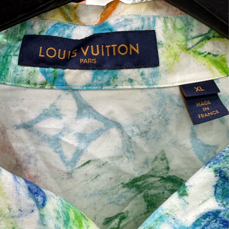 LV男士短袖襯衫 日本限定秀款 絕版 XL 蠟筆彩繪風格 老花滿印-2