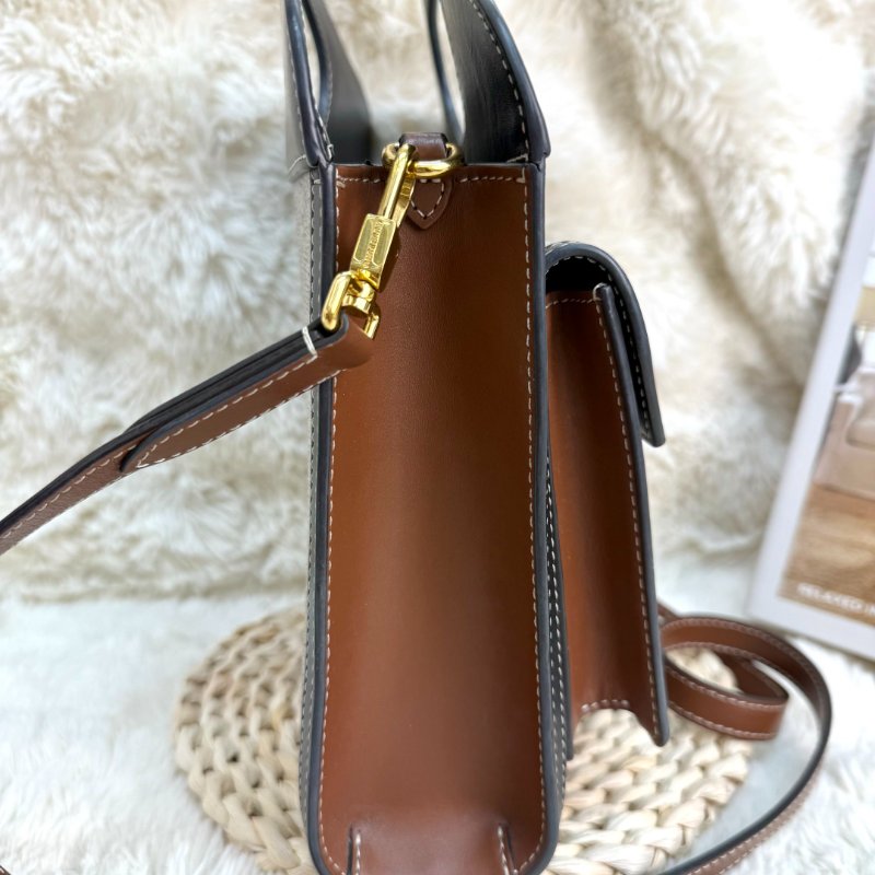 BURBERRY Pocket 口袋包 灰色拼黑色 字母印花 塗層帆布拼牛皮 mini-3