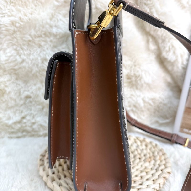 BURBERRY Pocket 口袋包 灰色拼黑色 字母印花 塗層帆布拼牛皮 mini-4