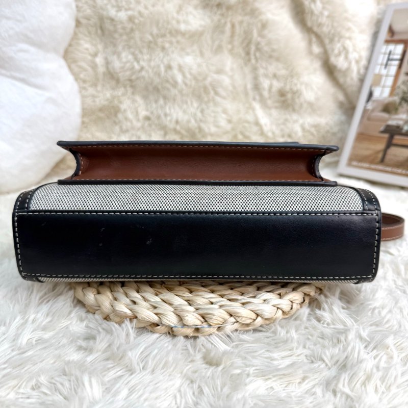 BURBERRY Pocket 口袋包 灰色拼黑色 字母印花 塗層帆布拼牛皮 mini-5