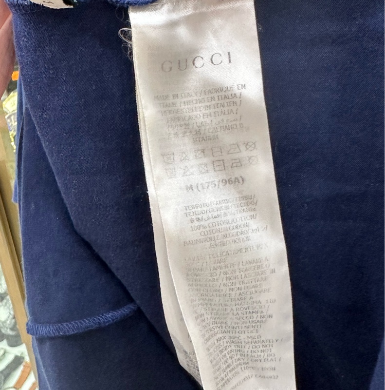 Gucci 藍色 雙G唱片字母logo短袖 M碼-4