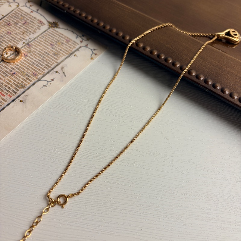 Dior 迪奧 鍍金 CD logo 水滴吊墜 萊茵石 項鏈 禮物-11