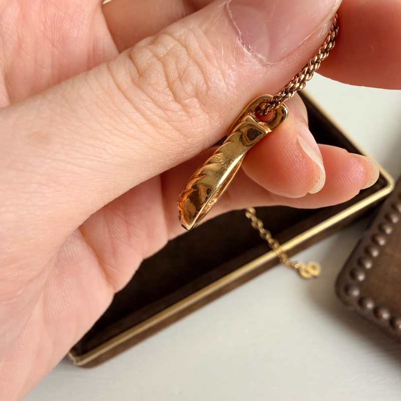 Dior 迪奧 鍍金 CD logo 水滴吊墜 萊茵石 項鏈 禮物-15