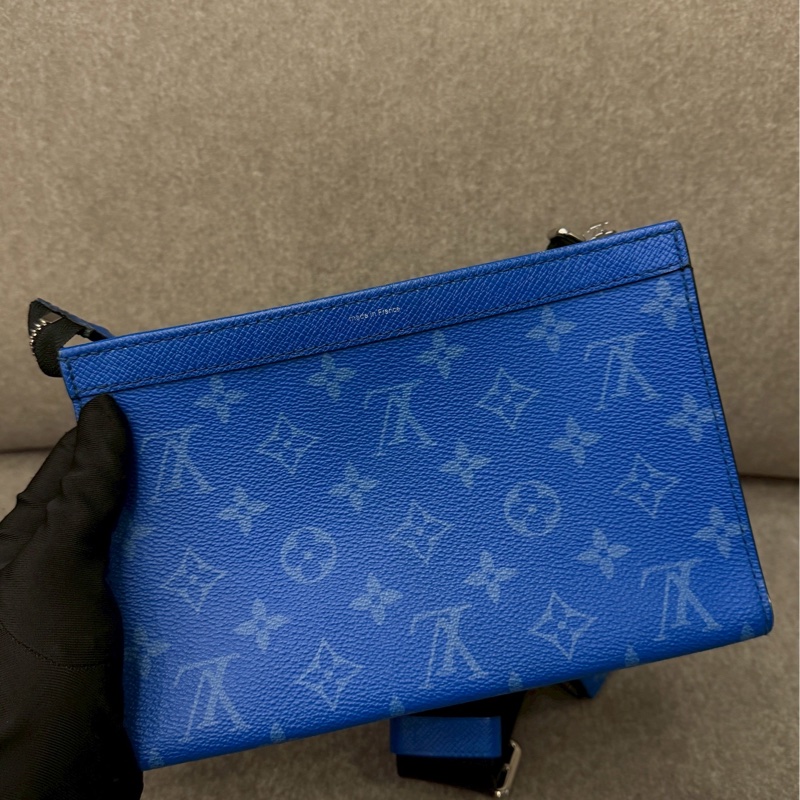 LV藍老花限定二合一側背包-4