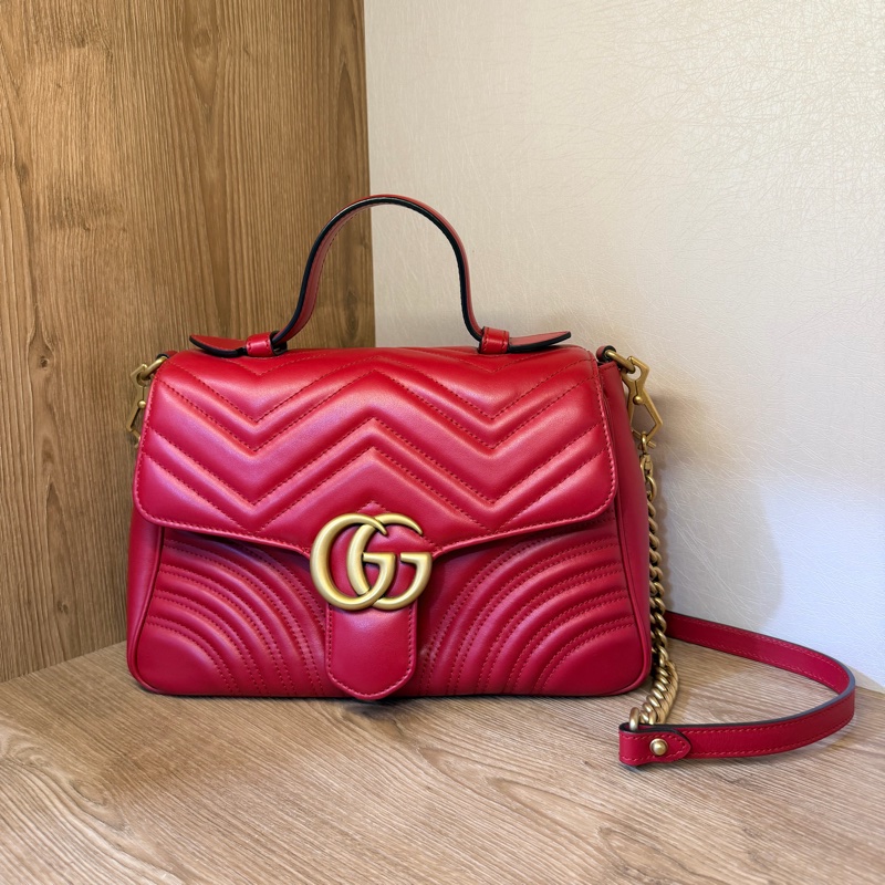 Gucci红牛皮 Handle Marmont 手提斜背包-0