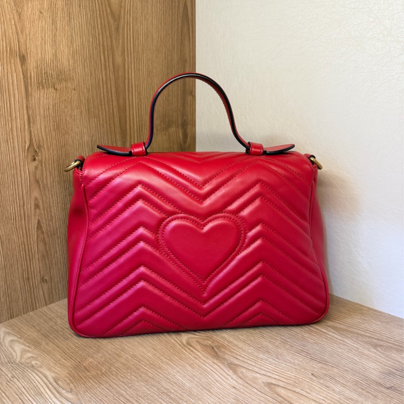 Gucci红牛皮 Handle Marmont 手提斜背包-3