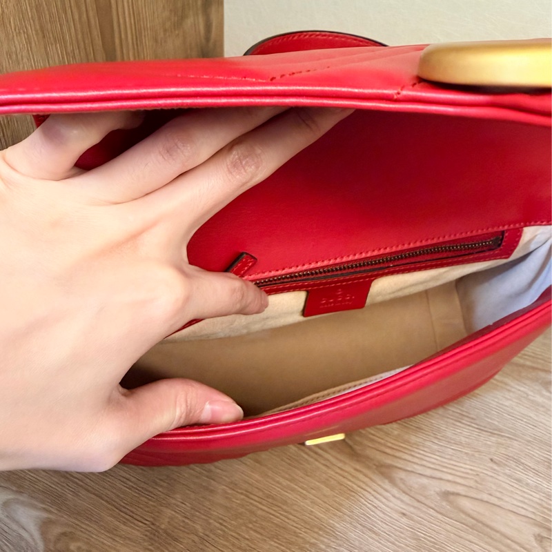 Gucci红牛皮 Handle Marmont 手提斜背包-6