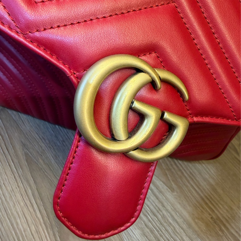 Gucci红牛皮 Handle Marmont 手提斜背包-8