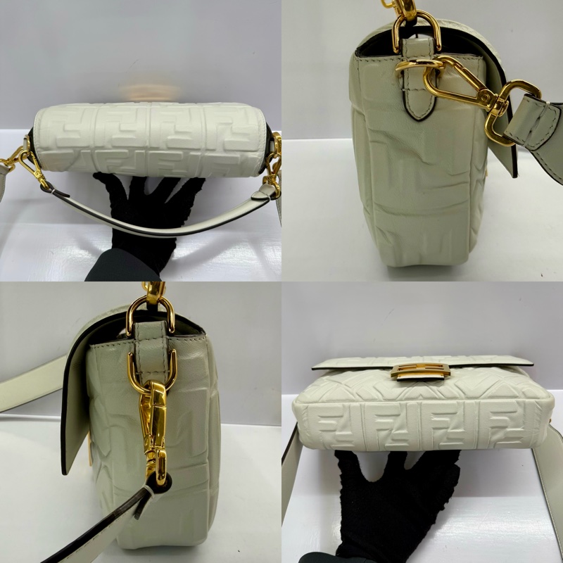 FENDI BAGUETTE 白色皮革兩用肩背包 8BR600-3