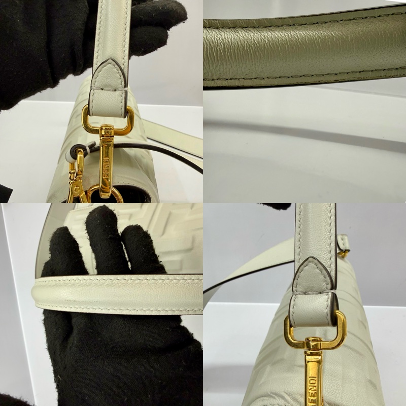 FENDI BAGUETTE 白色皮革兩用肩背包 8BR600-5