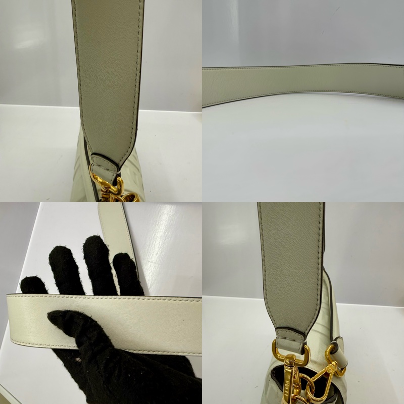 FENDI BAGUETTE 白色皮革兩用肩背包 8BR600-6