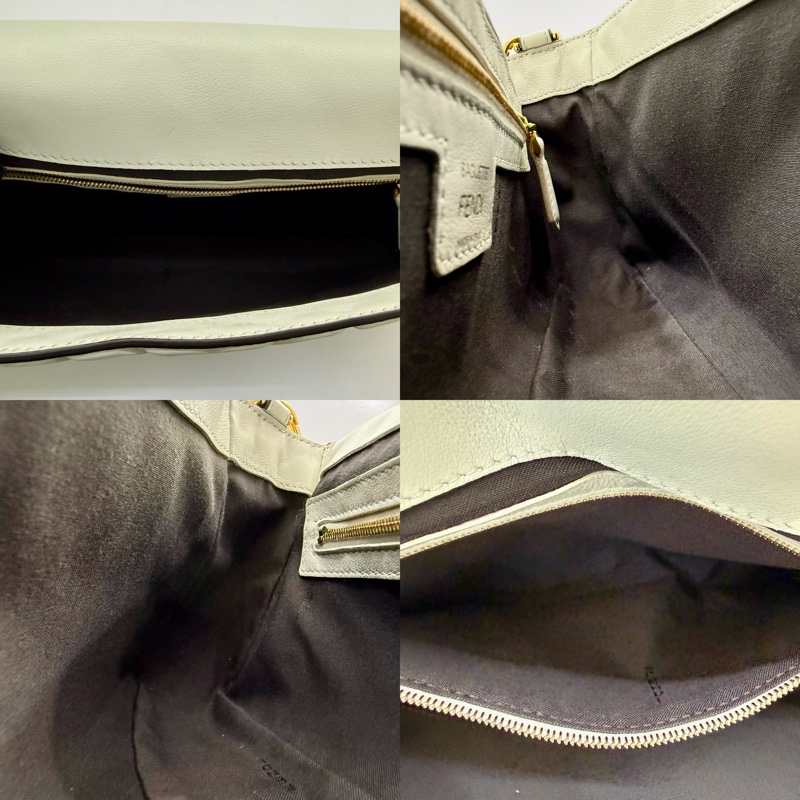 FENDI BAGUETTE 白色皮革兩用肩背包 8BR600-7
