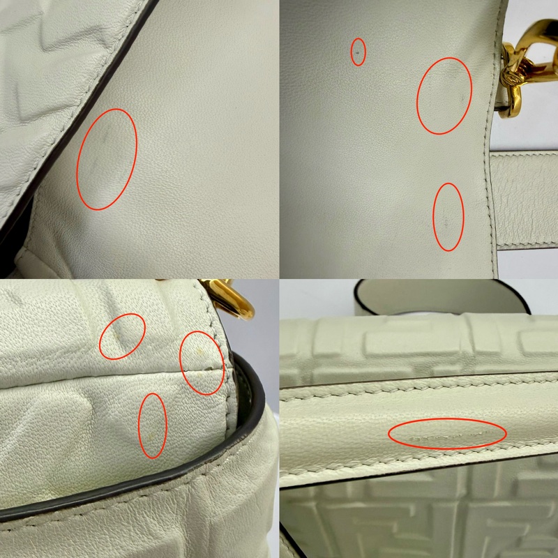 FENDI BAGUETTE 白色皮革兩用肩背包 8BR600-9