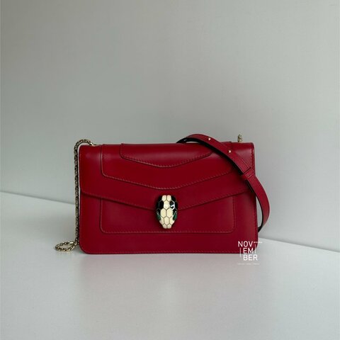 99新🆕 Bvlgari 寶格麗 Serpenti Forever斜揹包 紅色❤️