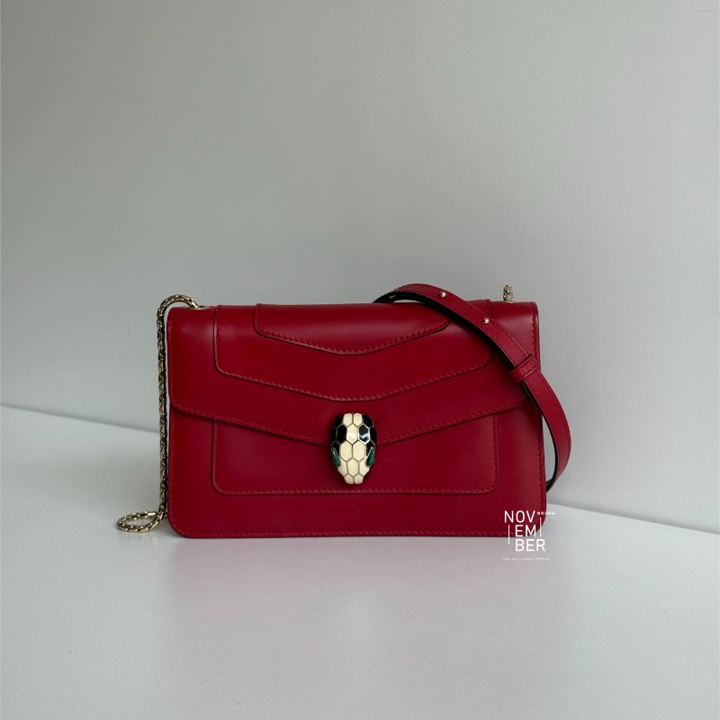 99新🆕 Bvlgari 寶格麗 Serpenti Forever斜揹包 紅色❤️-0