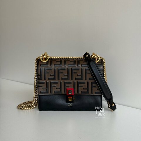 98新🤎 Fendi 芬迪 Kan I 老花鏈條包 小號