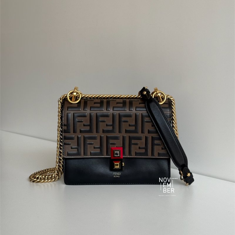 98新🤎 Fendi 芬迪 Kan I 老花鏈條包 小號-0