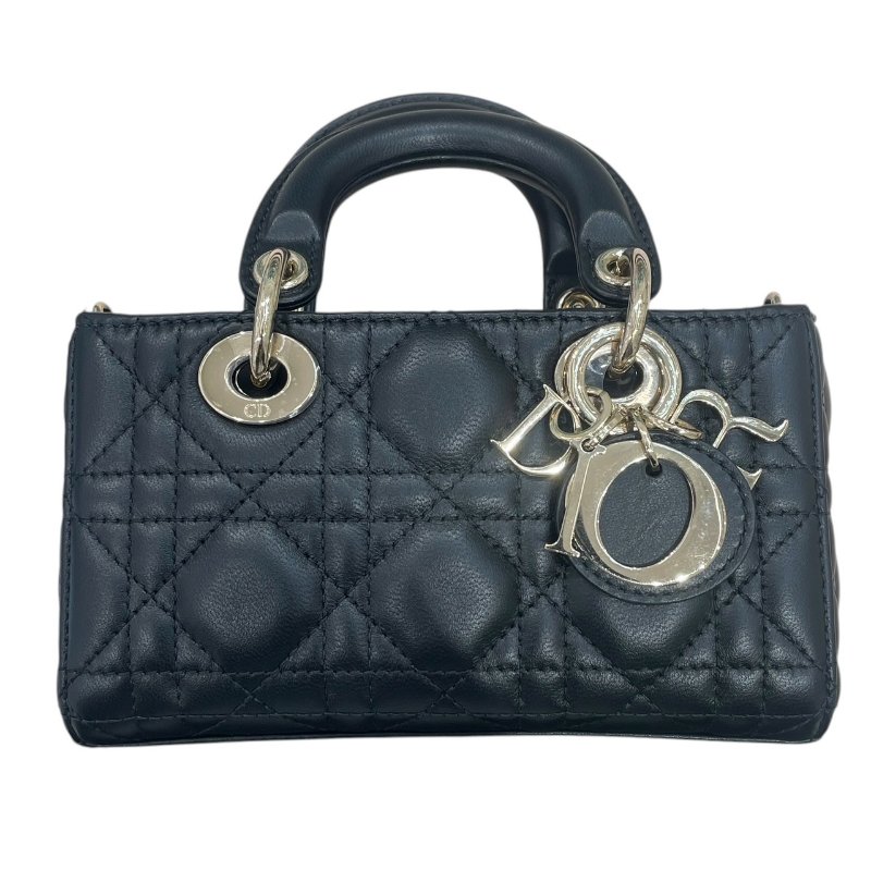 DIOR 迪奧 LADY D-JOY MICRO 黛妃包 皮革 黑色 金釦-1