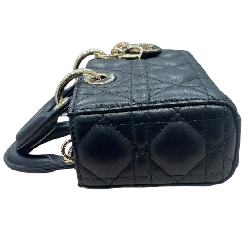 DIOR 迪奧 LADY D-JOY MICRO 黛妃包 皮革 黑色 金釦-3