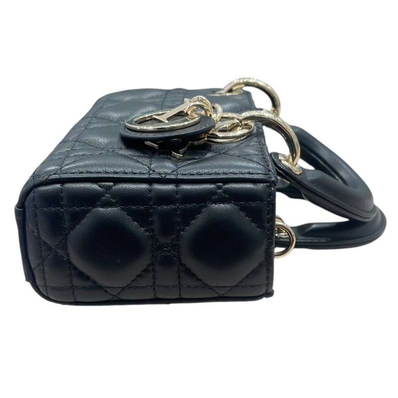 DIOR 迪奧 LADY D-JOY MICRO 黛妃包 皮革 黑色 金釦-4