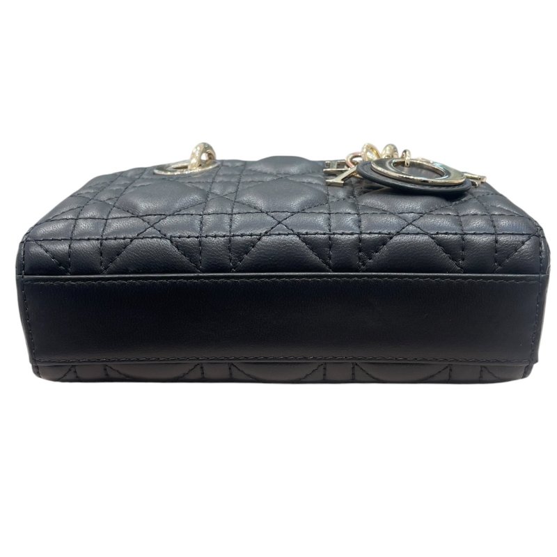 DIOR 迪奧 LADY D-JOY MICRO 黛妃包 皮革 黑色 金釦-5