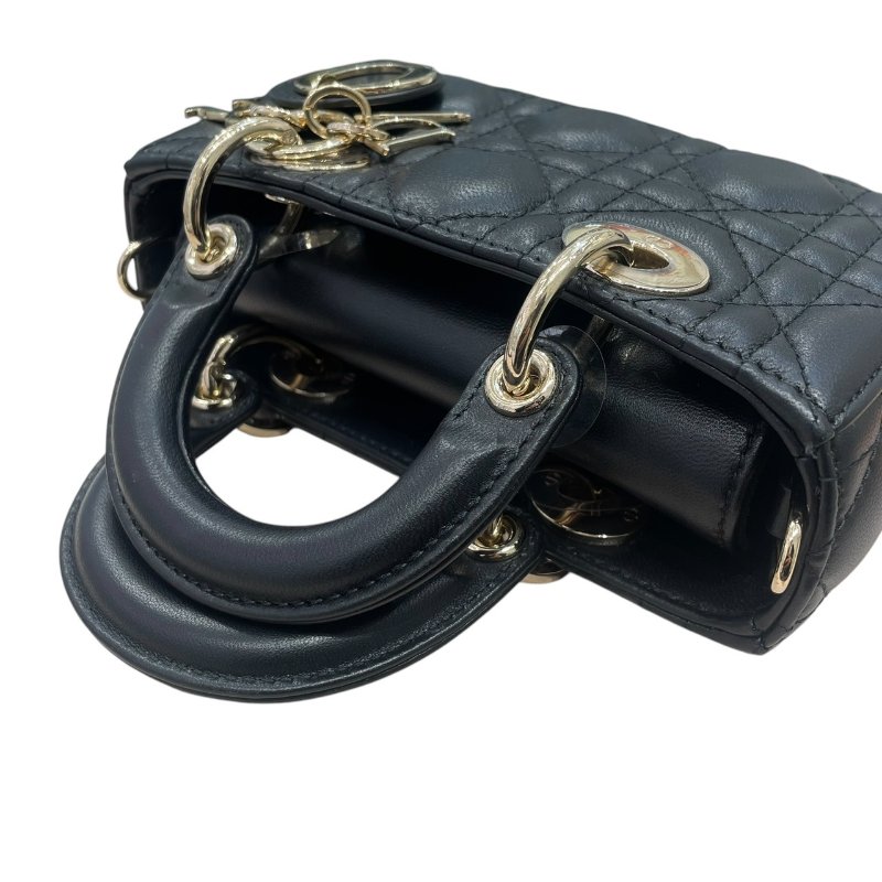 DIOR 迪奧 LADY D-JOY MICRO 黛妃包 皮革 黑色 金釦-10