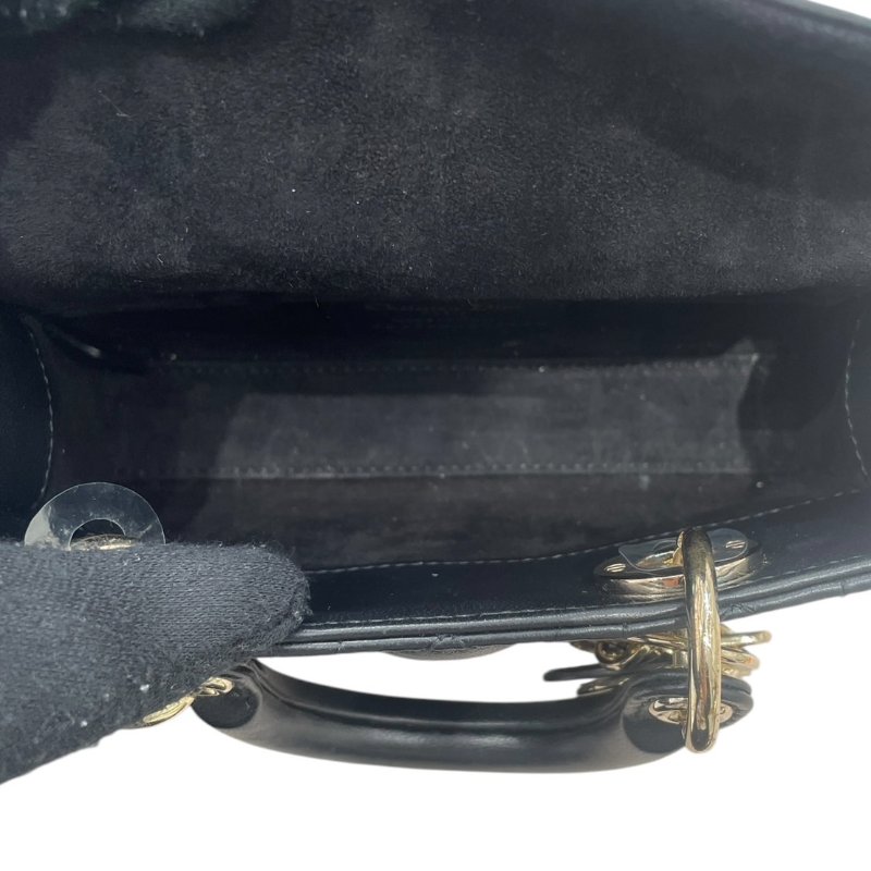 DIOR 迪奧 LADY D-JOY MICRO 黛妃包 皮革 黑色 金釦-11