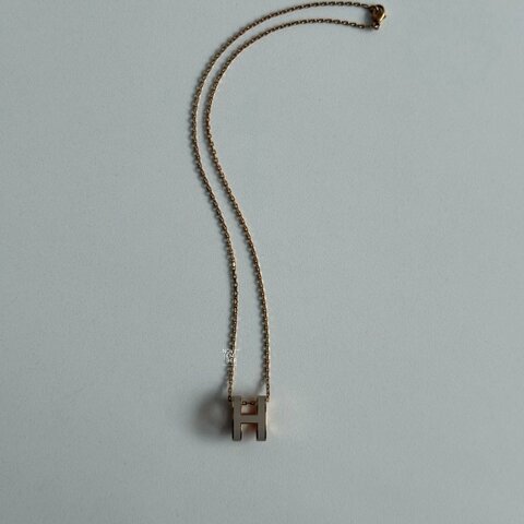 98新🤎 Hermès 愛馬仕 Pop H 項鍊 奶茶金色