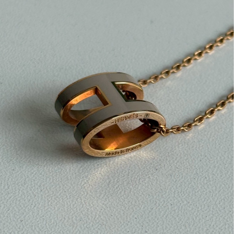 98新🤎 Hermès 愛馬仕 Pop H 項鍊 奶茶金色-9