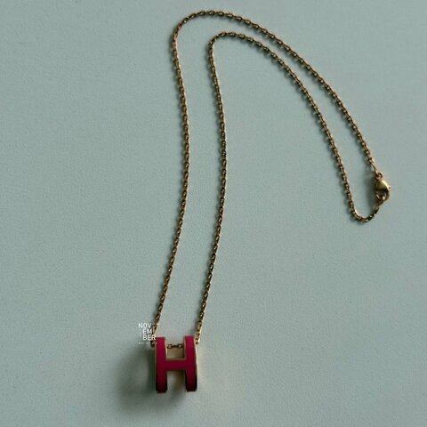 Hermès Pop H 項鍊 桃紅玫瑰金