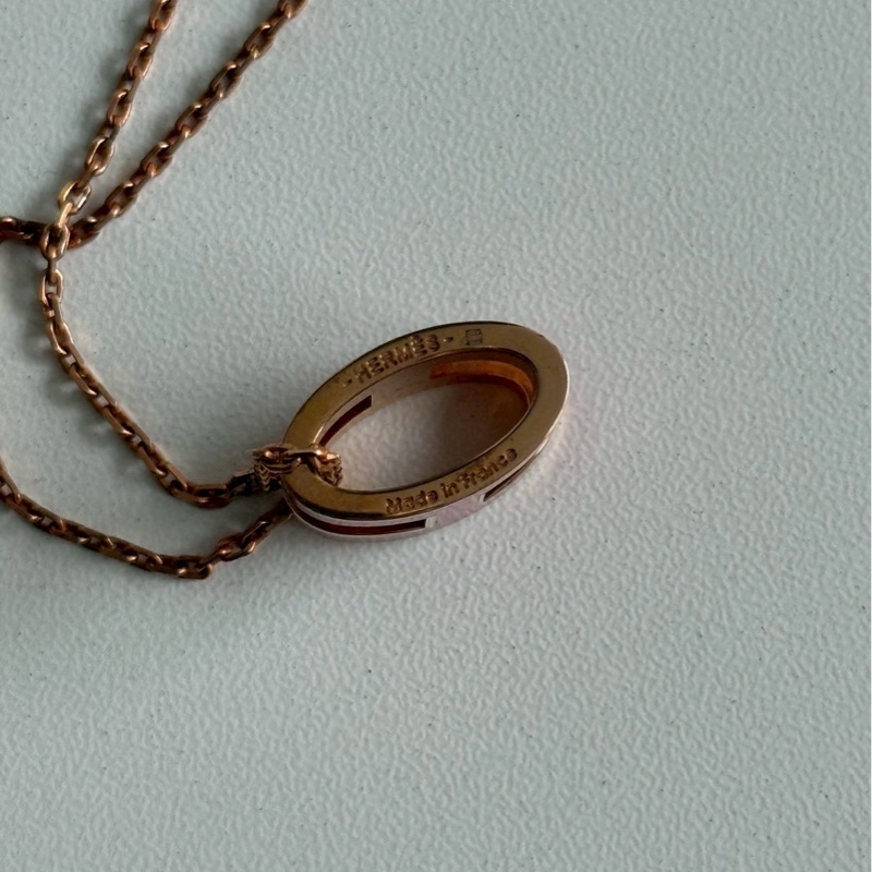 98新🩷 Hermès 愛馬仕 Pop H 項鍊 桃紅玫瑰金-8