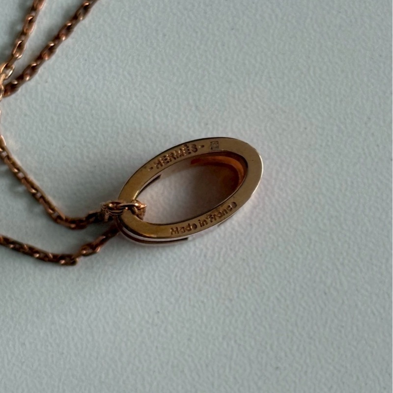 98新🩷 Hermès 愛馬仕 Pop H 項鍊 桃紅玫瑰金-9