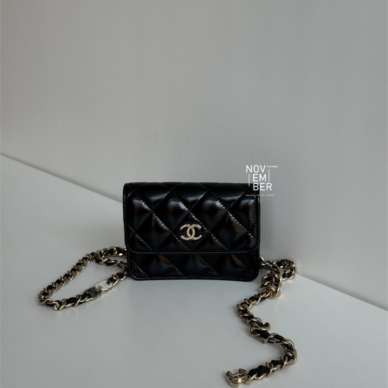 全新✨ Chanel 香奈兒 24K 腰包 黑色金釦🖤-0