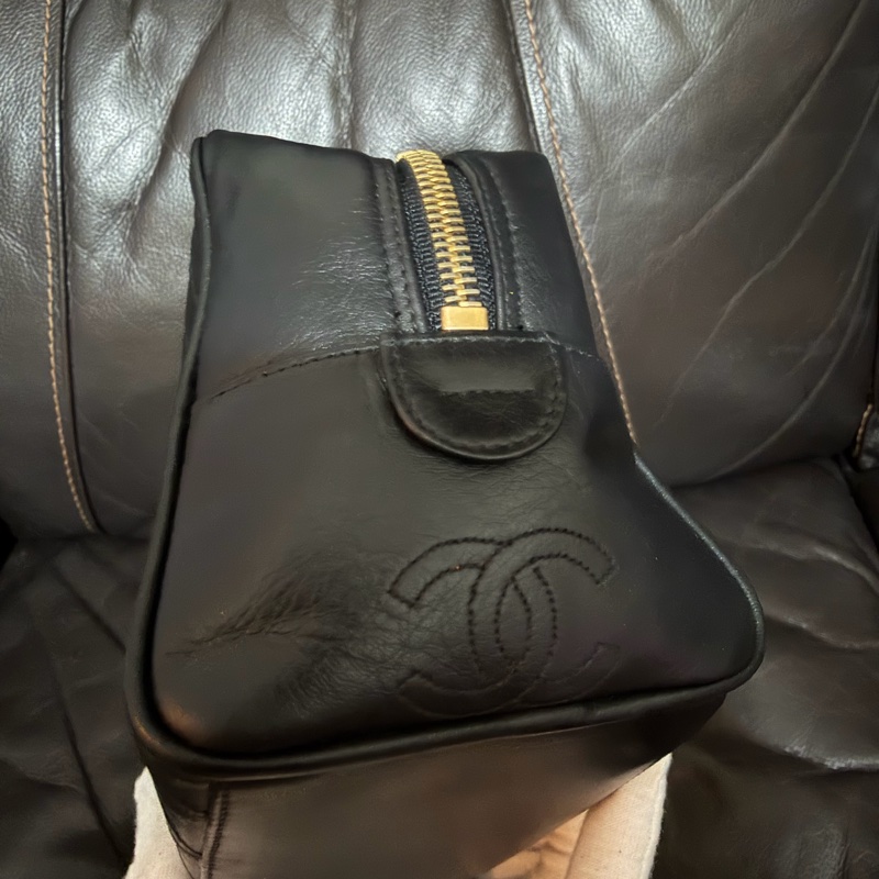 Chanel中古羊皮化妝包/化妝袋-4
