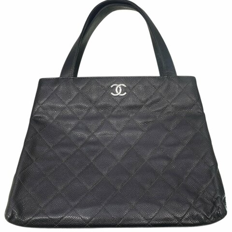 CHANEL 香奈兒 托特包 荔枝牛皮 黑色 金釦