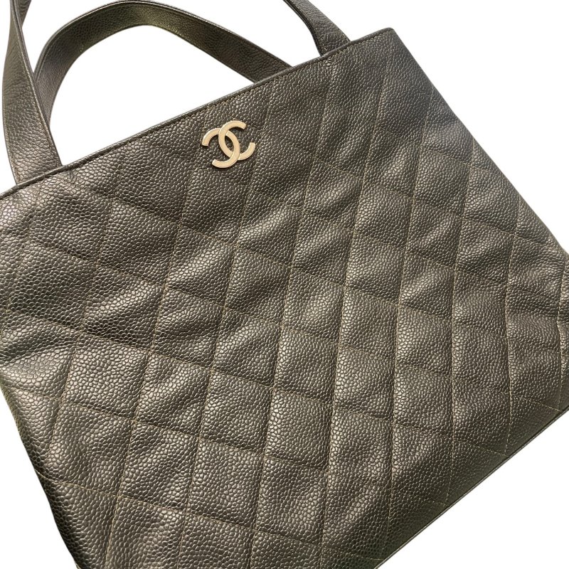 CHANEL 香奈兒 托特包 荔枝牛皮 黑色 金釦-9