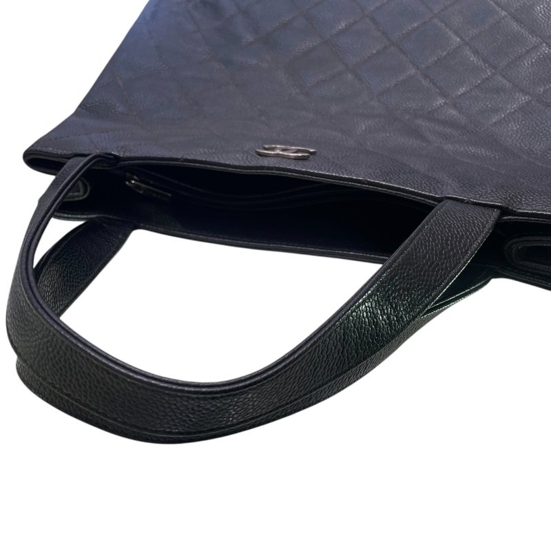 CHANEL 香奈兒 托特包 荔枝牛皮 黑色 金釦-10