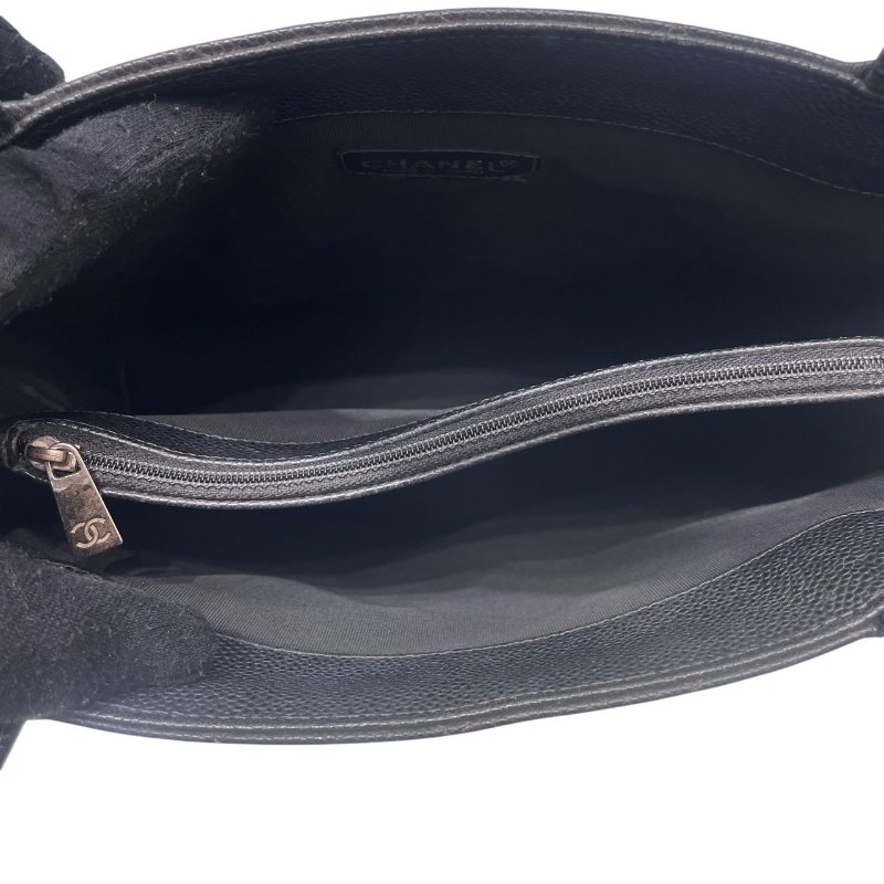 CHANEL 香奈兒 托特包 荔枝牛皮 黑色 金釦-11