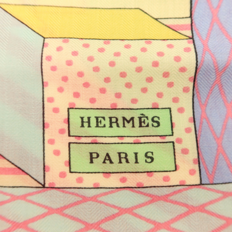 HERMES 羊絨/絲質Scarf 140x140絲巾-5