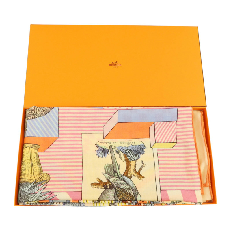 HERMES 羊絨/絲質Scarf 140x140絲巾-9