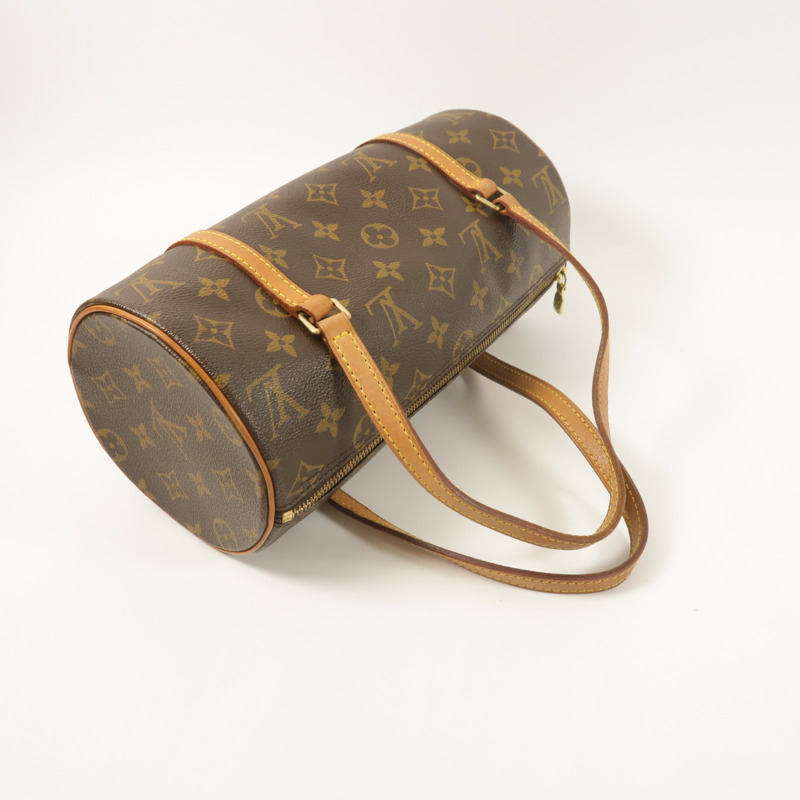LOUIS VUITTON Monogram Papillon金扣手挽袋棕色-8