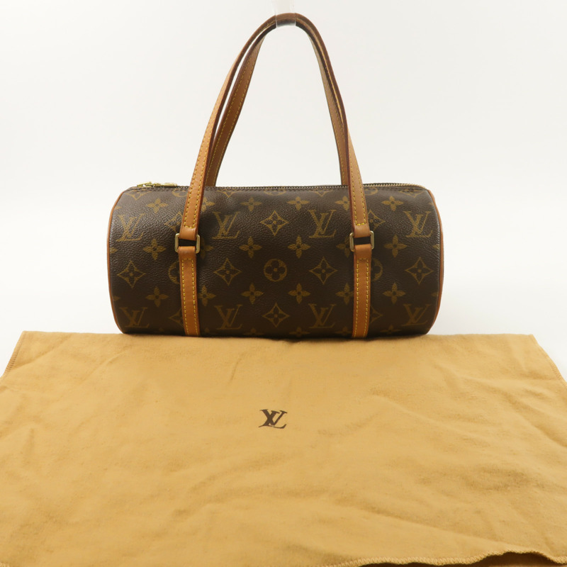 LOUIS VUITTON Monogram Papillon金扣手挽袋棕色-9
