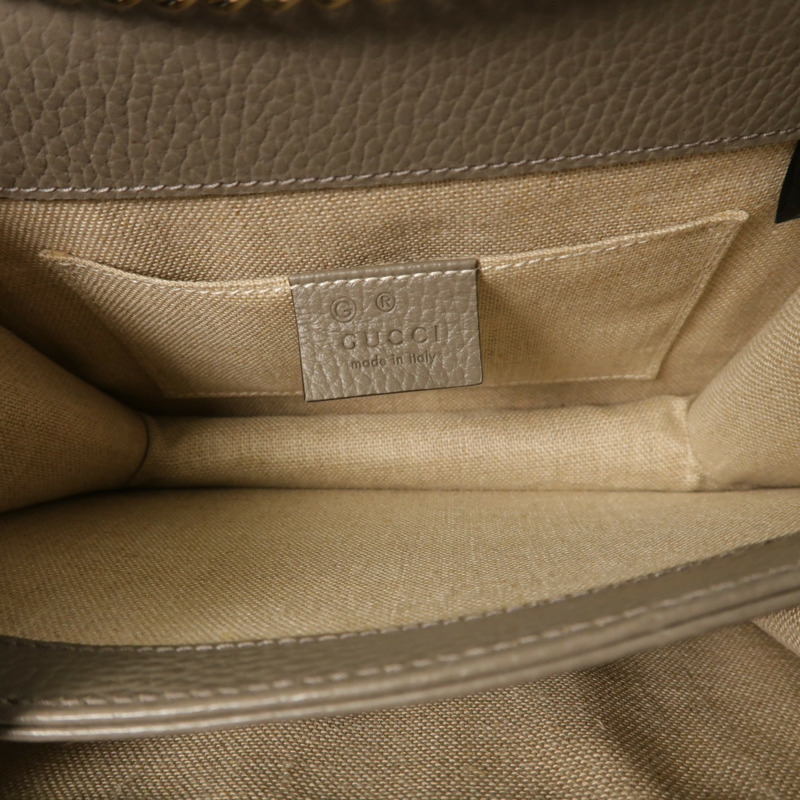 GUCCI 牛皮皮革Interlocking G鏈帶肩背袋-4