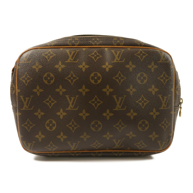 LOUIS VUITTON Monogram Reporter PM金扣肩背袋棕色-1