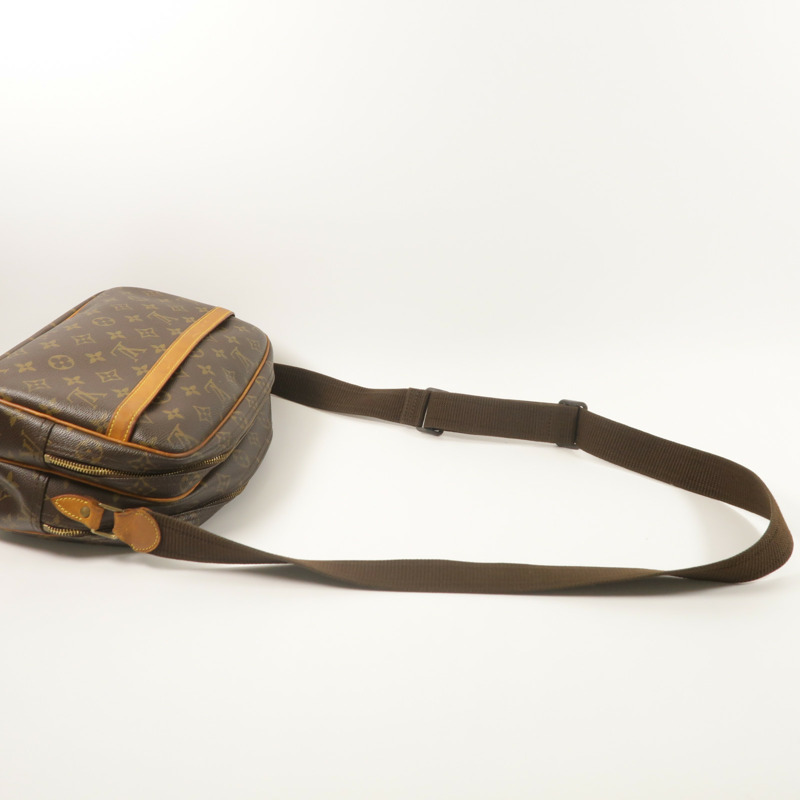 LOUIS VUITTON Monogram Reporter PM金扣肩背袋棕色-9