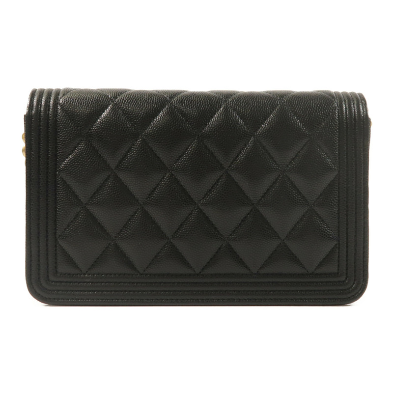 CHANEL 牛皮皮革Boy Wallet On Chain鏈帶肩背袋-1